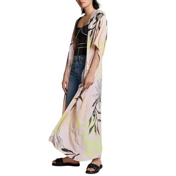 Anthropologie Pastel Floral Kimono Cardigan - Picture 3 of 12